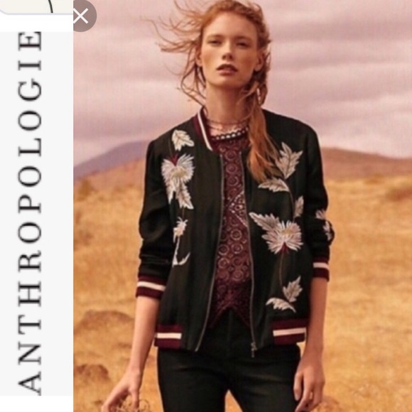 Anthropologie Jackets & Blazers - Anthropologie Elevenses Embroidered Bomber Jacket